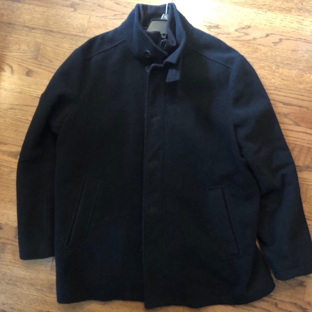 Calvin Klein Wool Zip/Button Overcoat - Picture 2 of 6